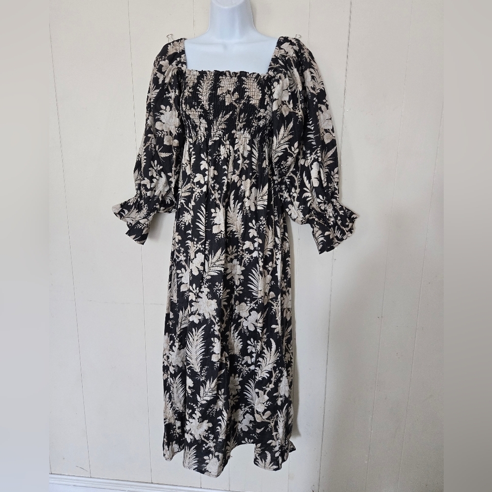 Tuckernuck Ojai Vines Hemmings Linen Dress Peasant CottageCore-Size M - Picture 4 of 7